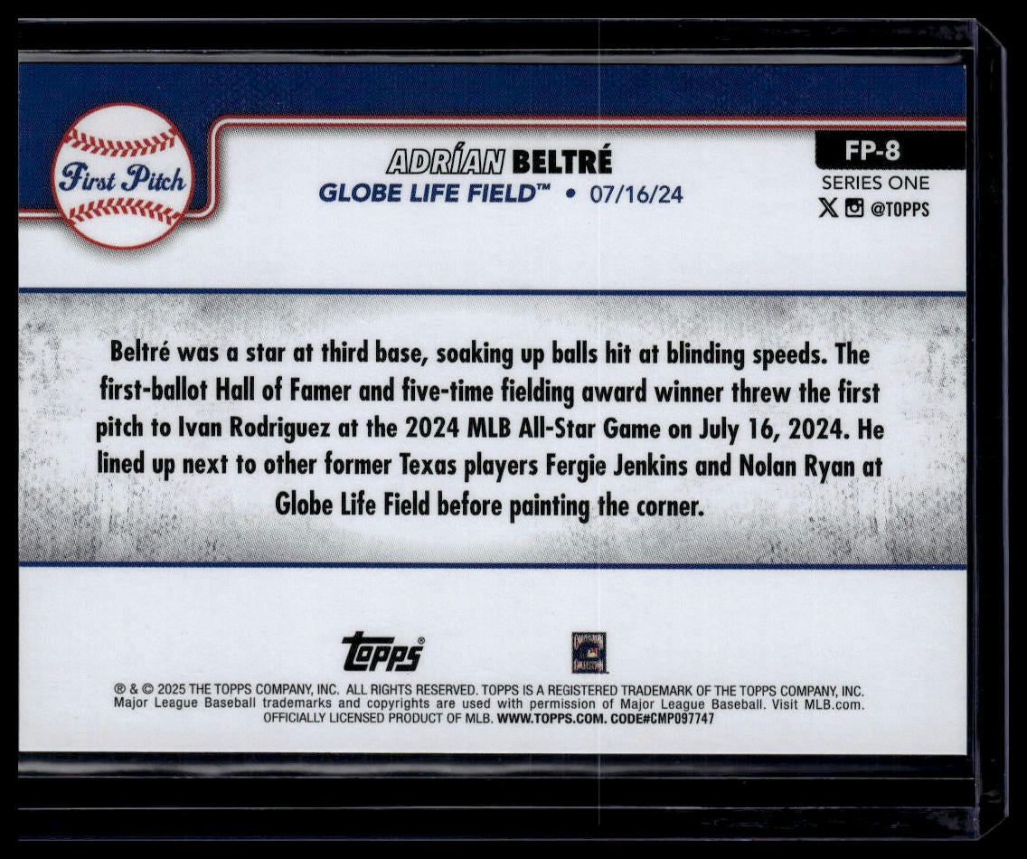 2025 Topps #FP-8 Adrián Beltré First Pitch (Series One)