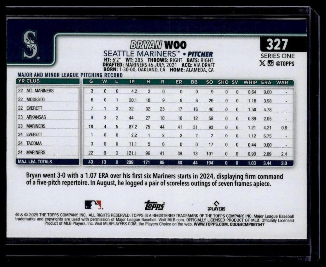2025 Topps #327 Bryan Woo Diamante Foil