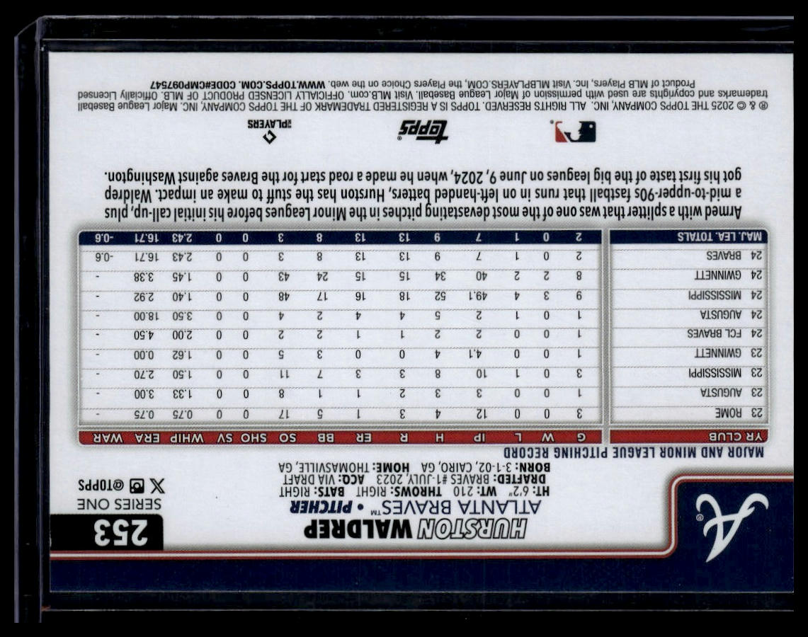 2025 Topps #253 Hurston Waldrep Rainbow Foil