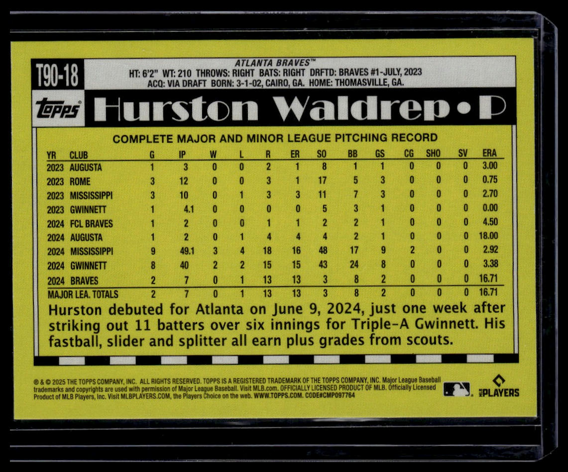 2025 Topps #T90-18 Hurston Waldrep