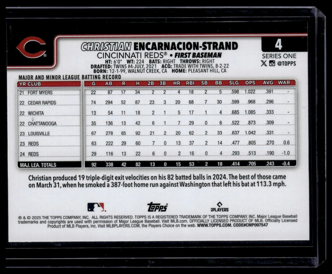 2025 Topps #4 Christian Encarnacion-Strand Silver Crackle Foilboard