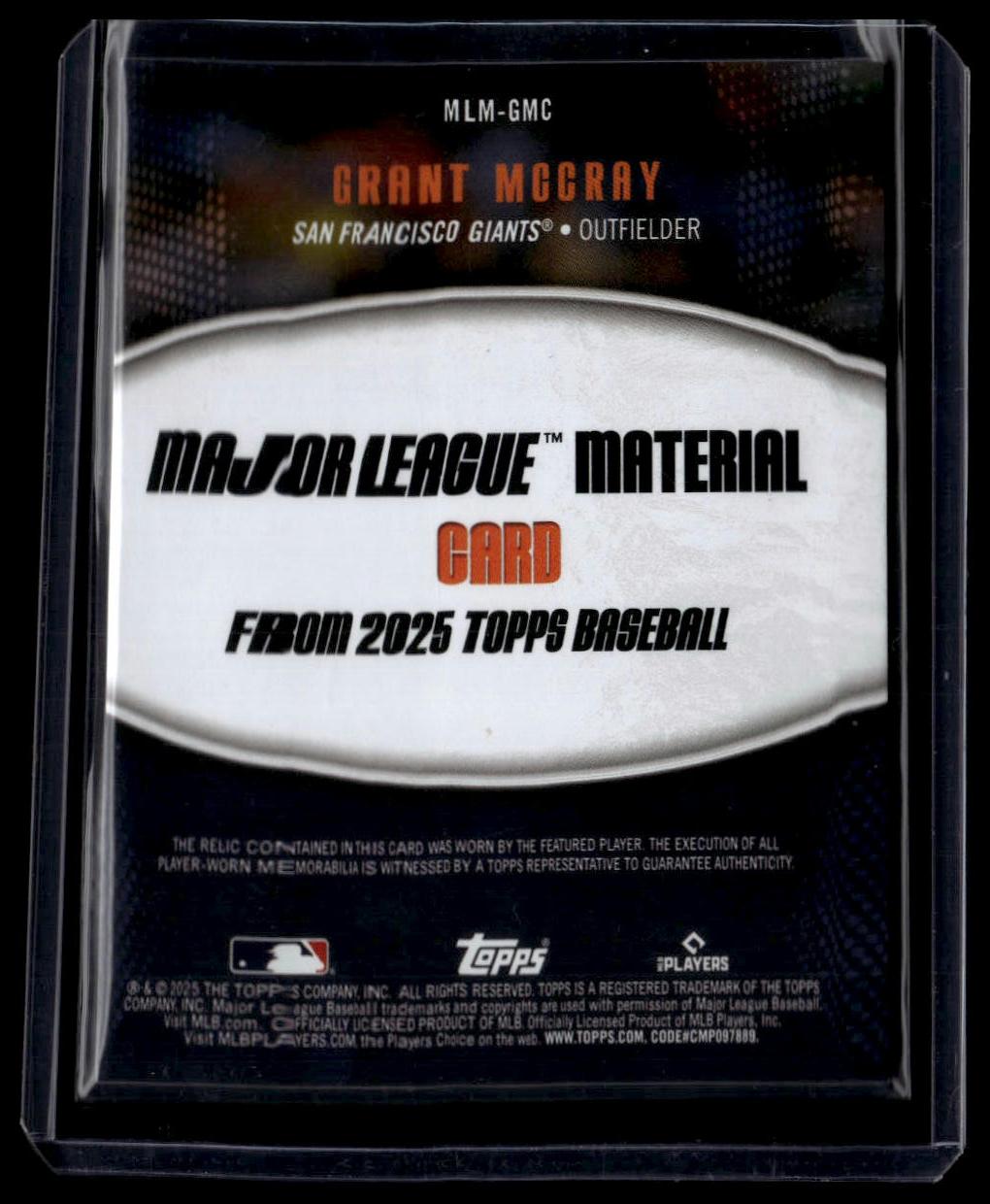 2025 Topps #MLM-GMC Grant McCray Major League Material Relics