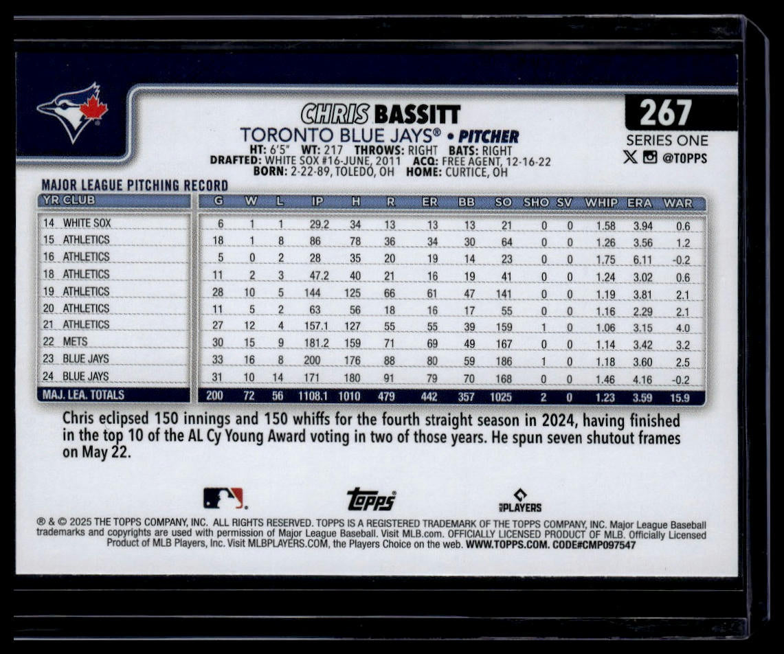 2025 Topps #267 Chris Bassitt Topps Foil Pattern