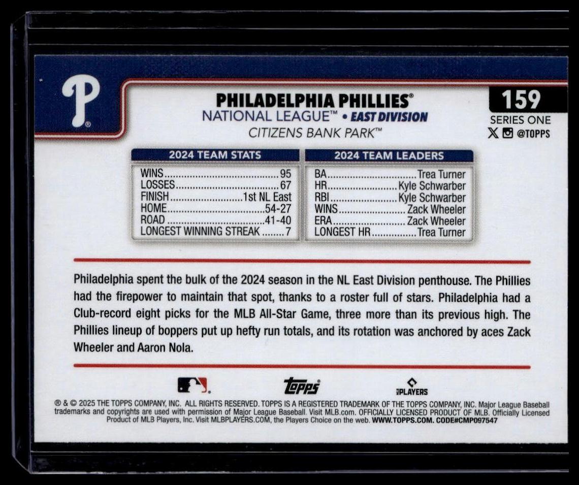 2025 Topps #159 Philadelphia Phillies Topps Foil Pattern