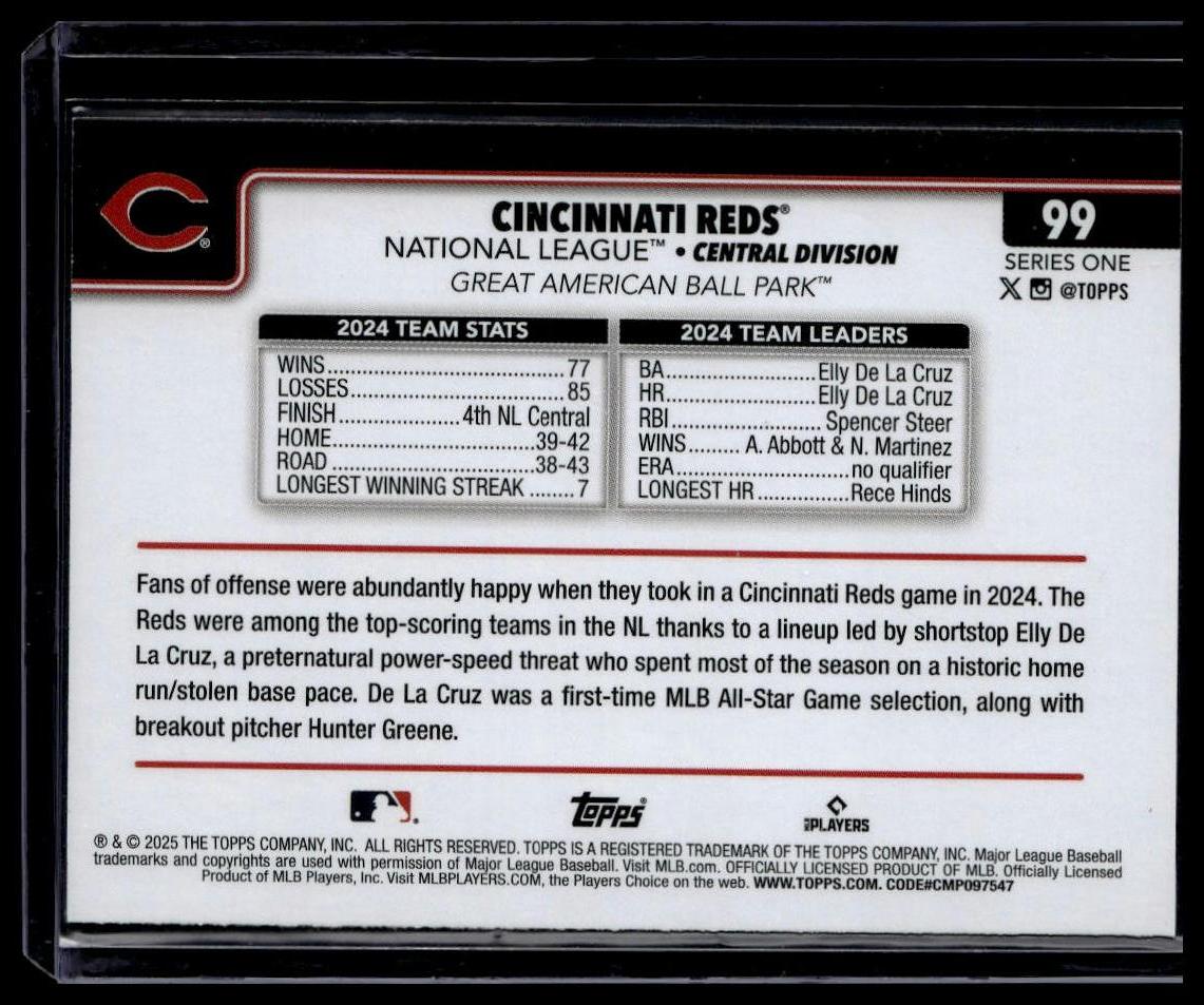 2025 Topps #99 Cincinnati Reds Topps Foil Pattern