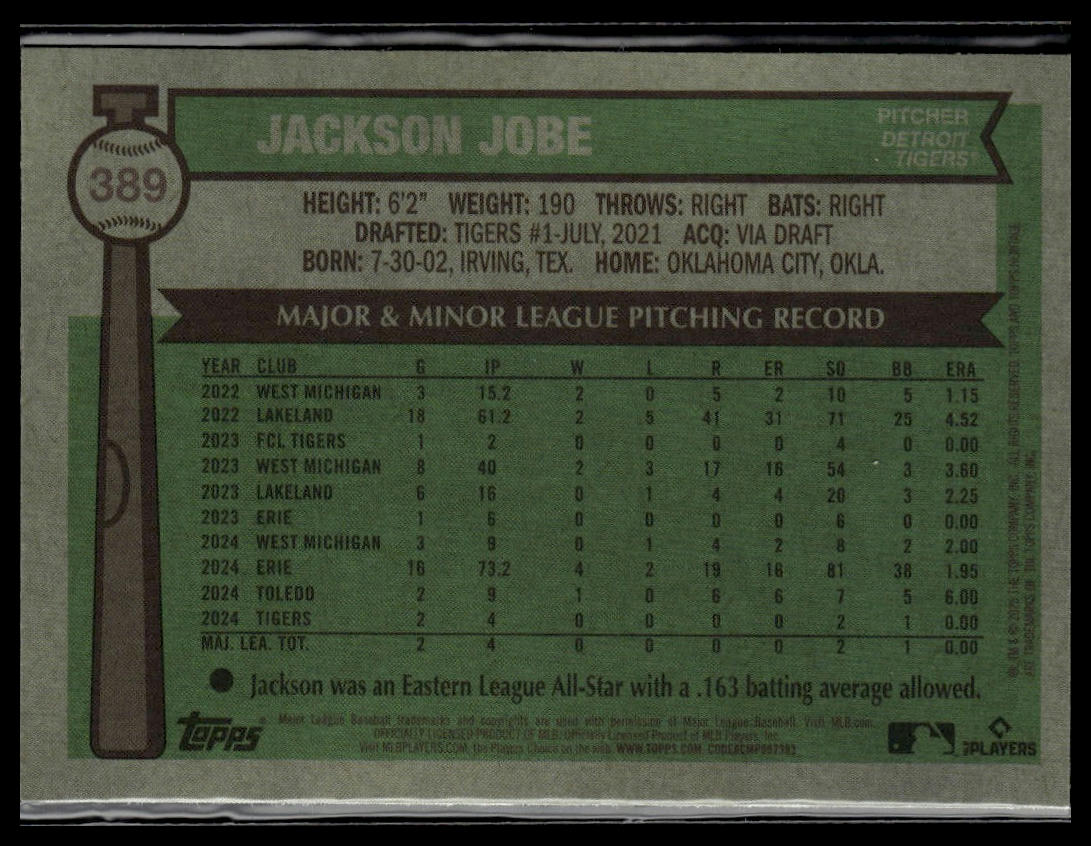 2025 Topps Heritage #389 Jackson Jobe Chrome