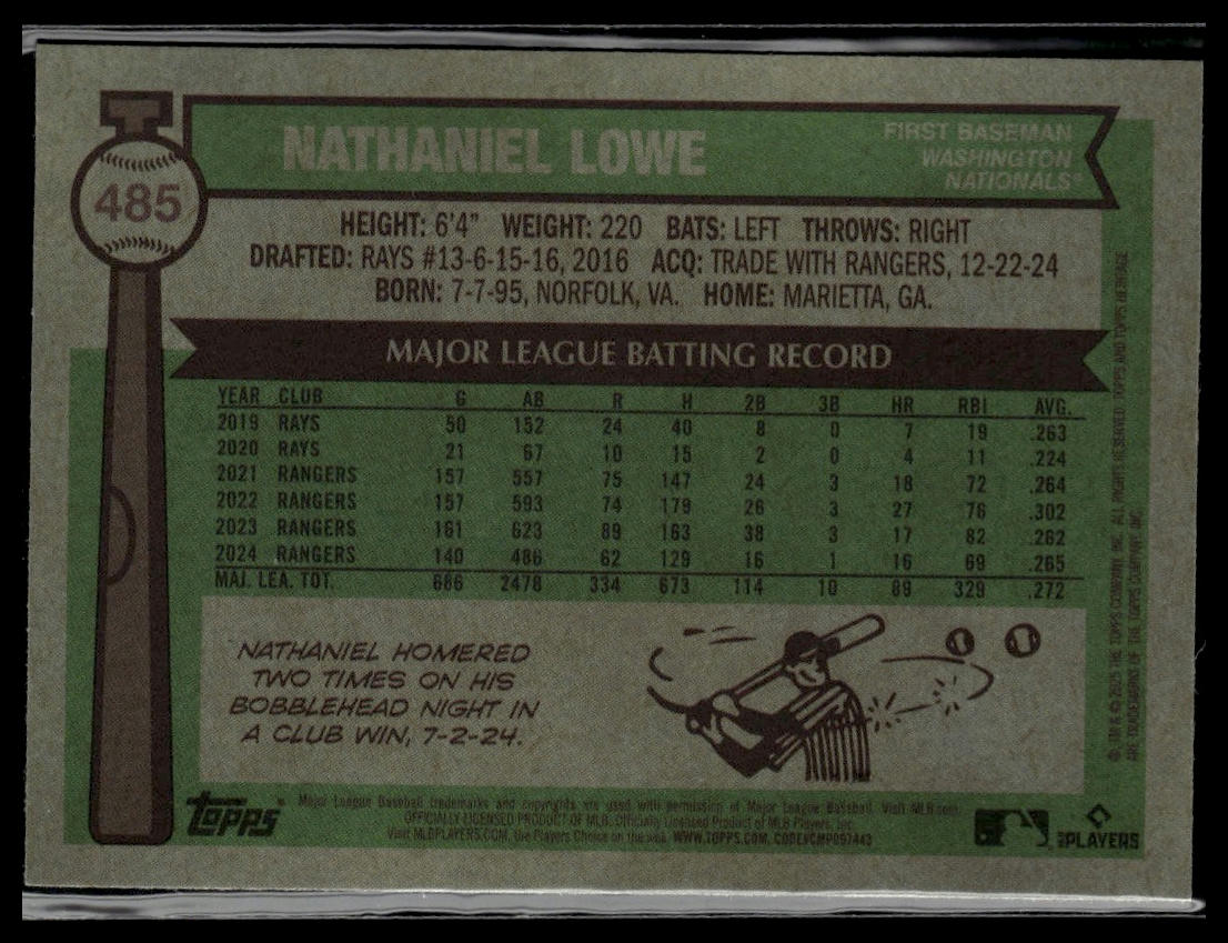 2025 Topps Heritage #485 Nathaniel Lowe Chrome
