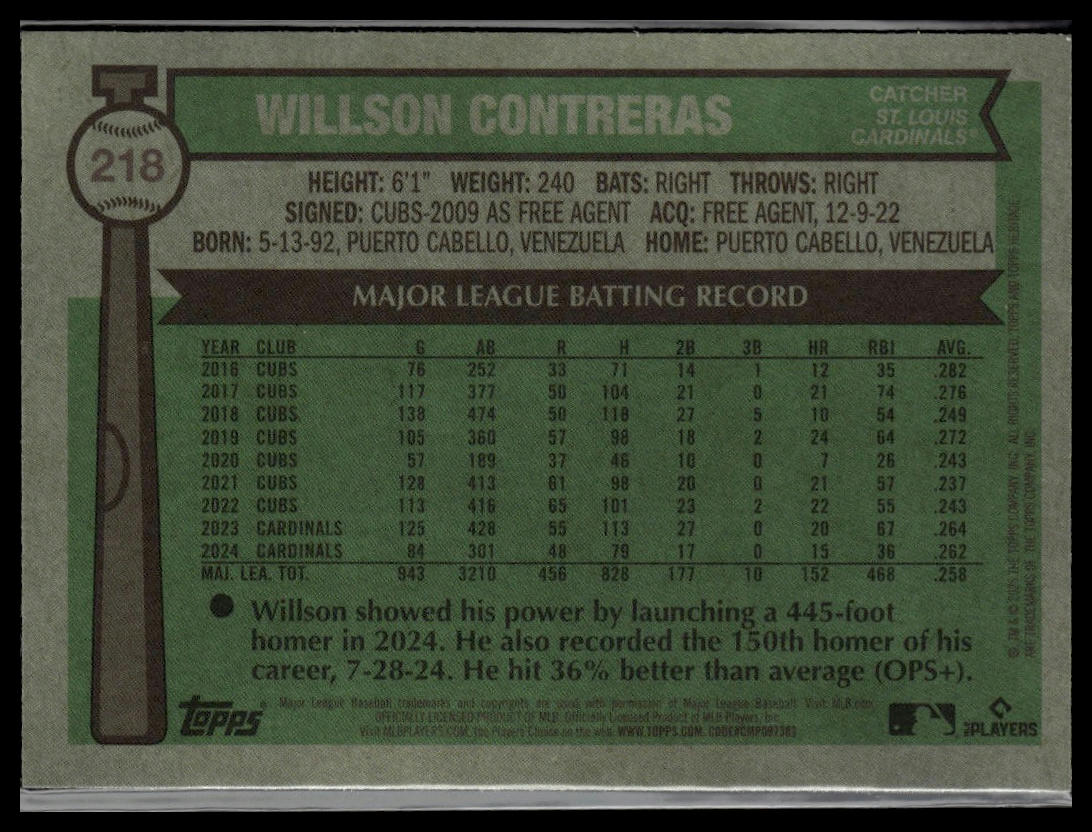 2025 Topps Heritage #218 Willson Contreras Chrome
