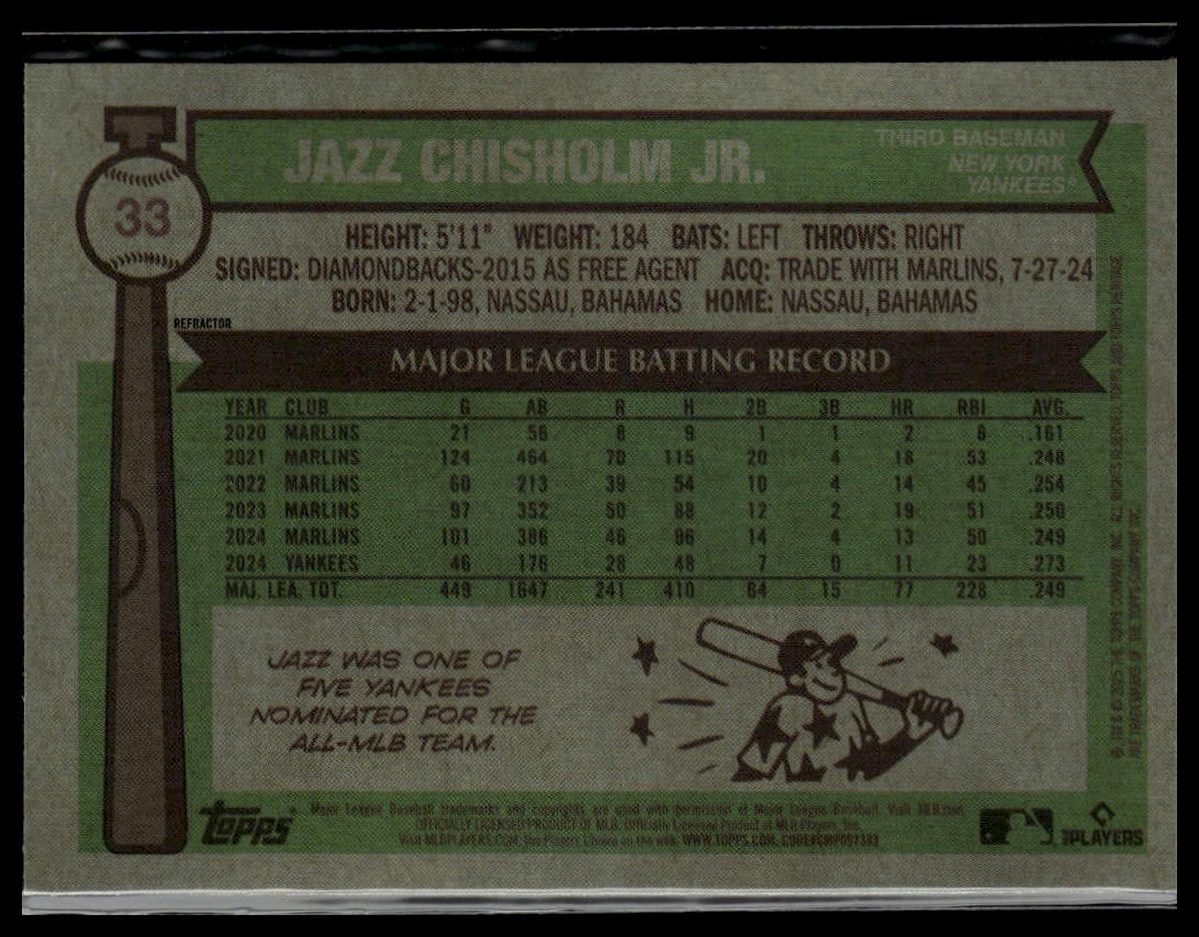2025 Topps Heritage #33 Jazz Chisholm Jr. Chrome Refractor
