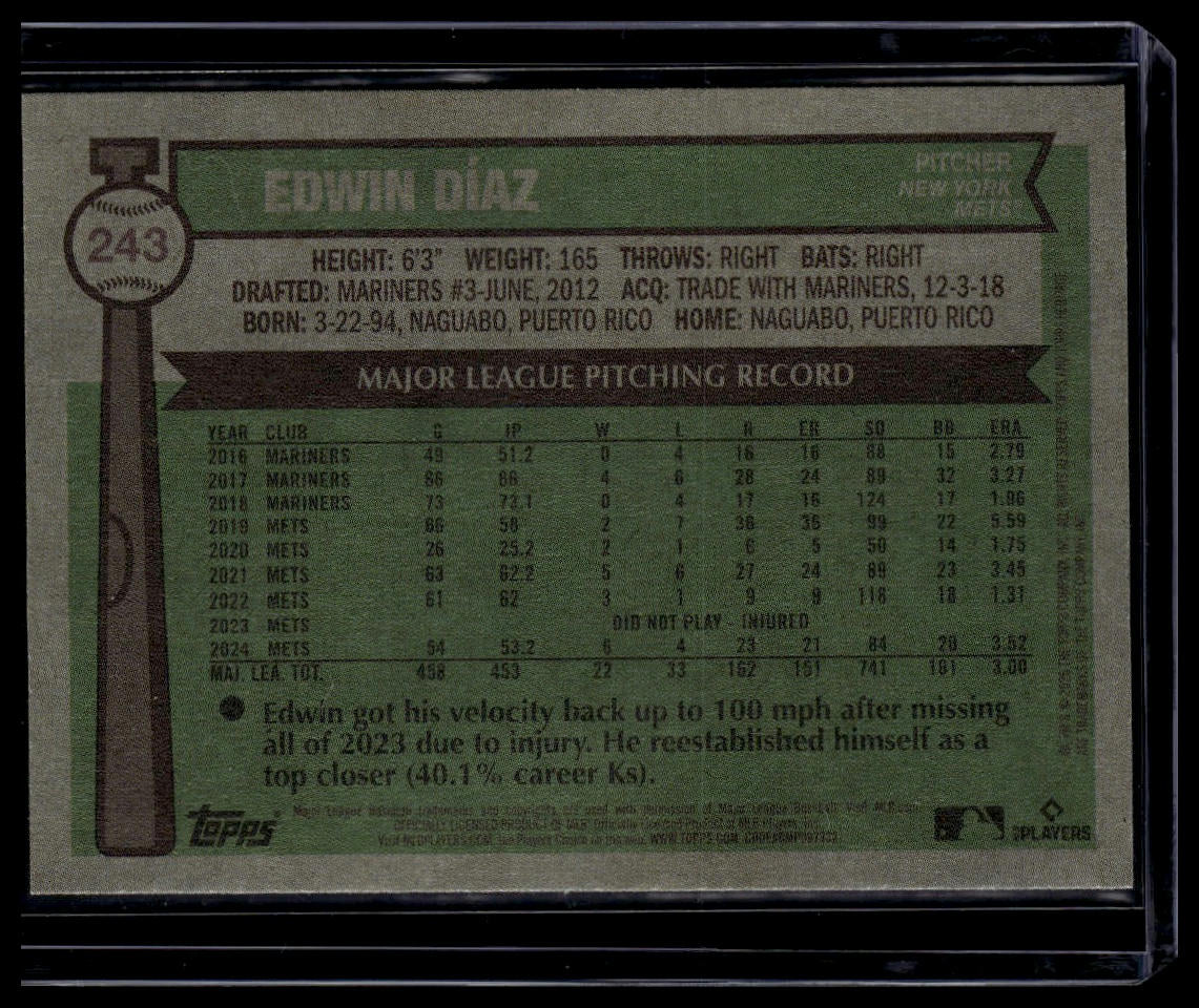 2025 Topps Heritage #243 Edwin Díaz Light Purple