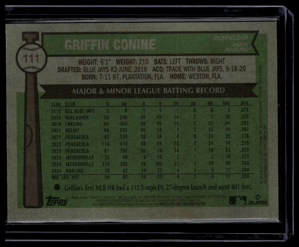 2025 Topps Heritage #111 Griffin Conine Dark Blue