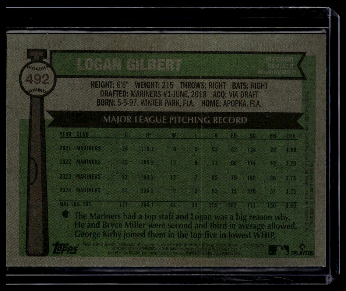 2025 Topps Heritage #492 Logan Gilbert Chrome Light Blue Sparkle Refractor