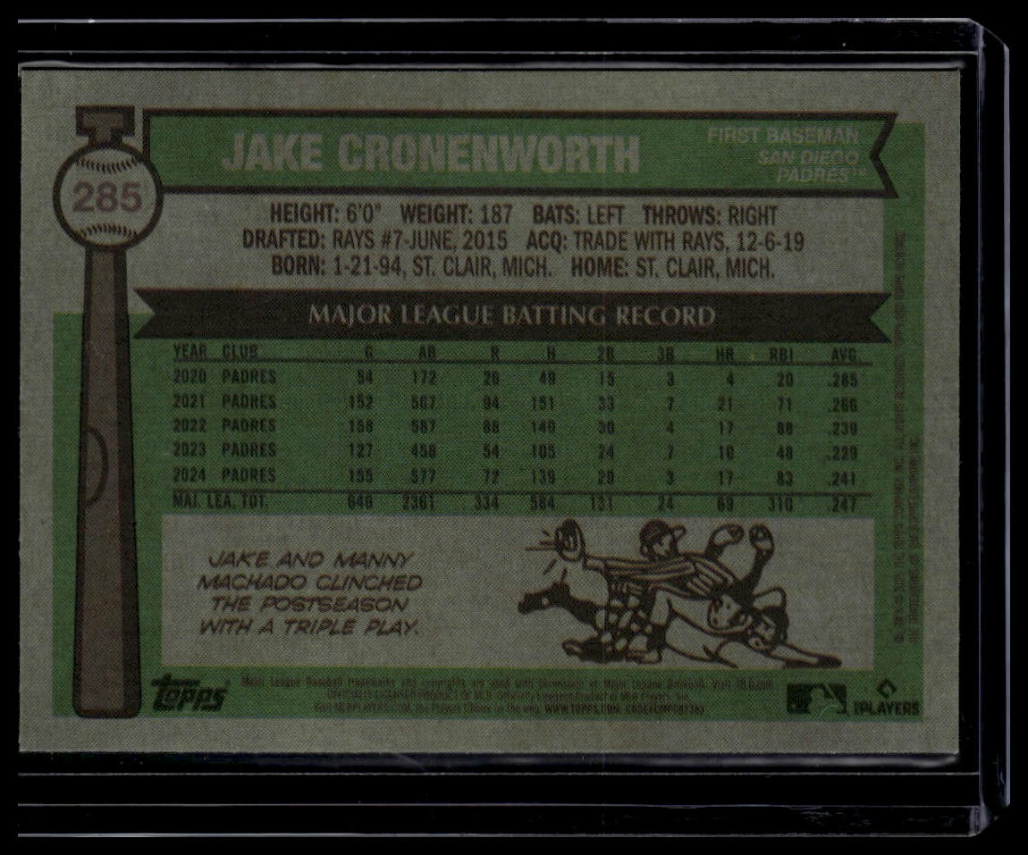 2025 Topps Heritage #285 Jake Cronenworth Chrome Light Blue Sparkle Refractor