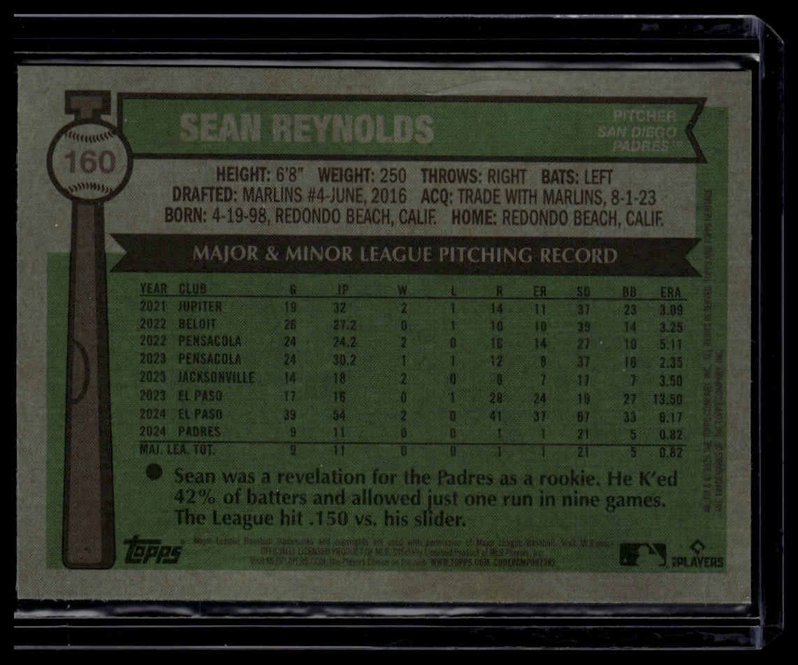 2025 Topps Heritage #160 Sean Reynolds Chrome Light Blue Sparkle Refractor
