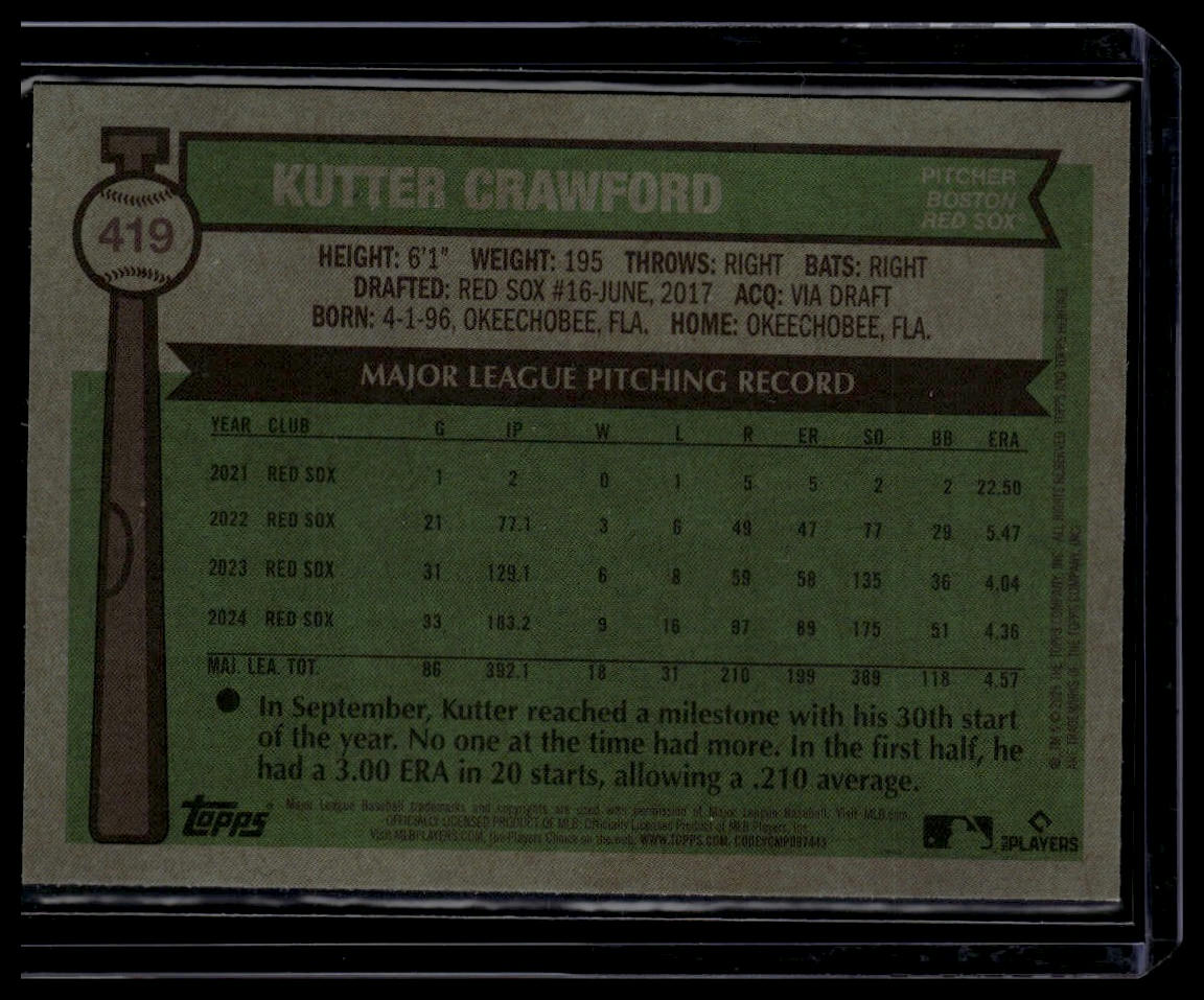 2025 Topps Heritage #419 Kutter Crawford Chrome Light Blue Sparkle Refractor