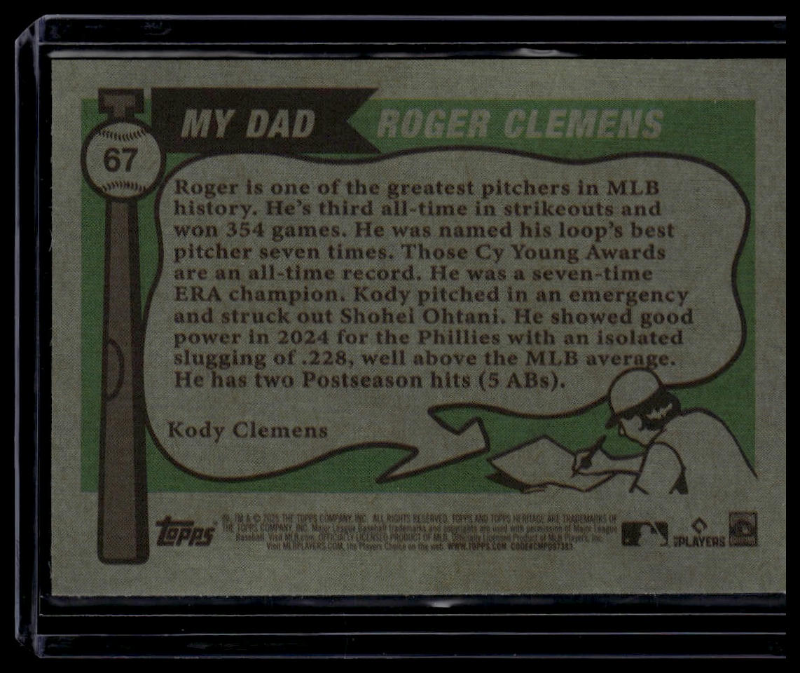 2025 Topps Heritage #67 Father/Son - Clemens Chrome Light Blue Sparkle Refractor