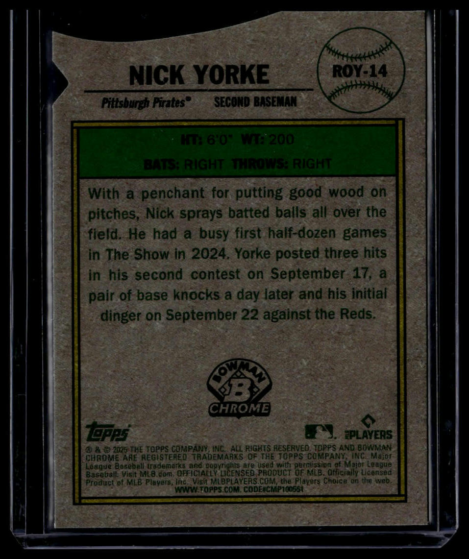 2025 Bowman #ROY-14 Nick Yorke Rookie of the Year Favorites
