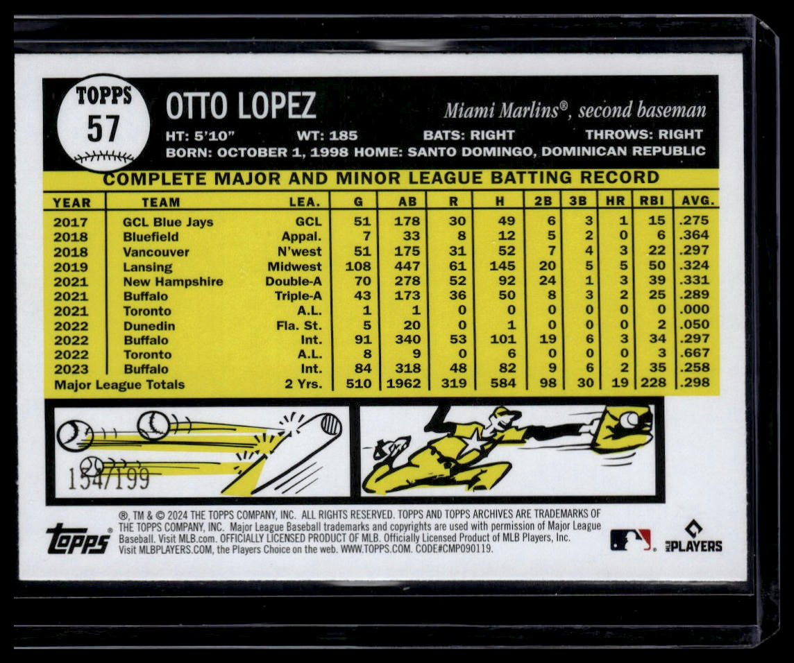 2024 Topps Archives #57 Otto Lopez Rainbow Foilboard #/199