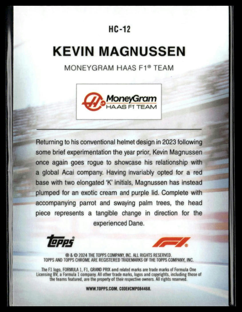 2024 Topps Chrome Formula 1 #HC-12 Kevin Magnussen Helmet Collection