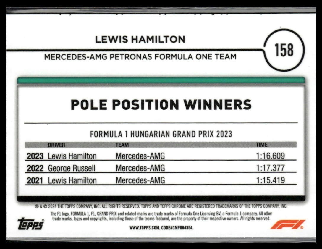 2024 Topps Chrome Formula 1 #158 Lewis Hamilton Checker Flag Refractors