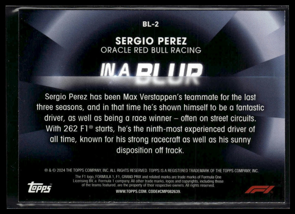 2024 Topps Paddock Pass Formula 1 #BL-2 Sergio Perez In A Blur
