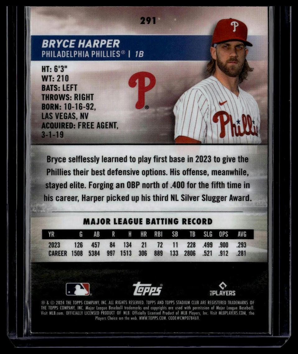 2024 Stadium Club #291 Bryce Harper Chrome