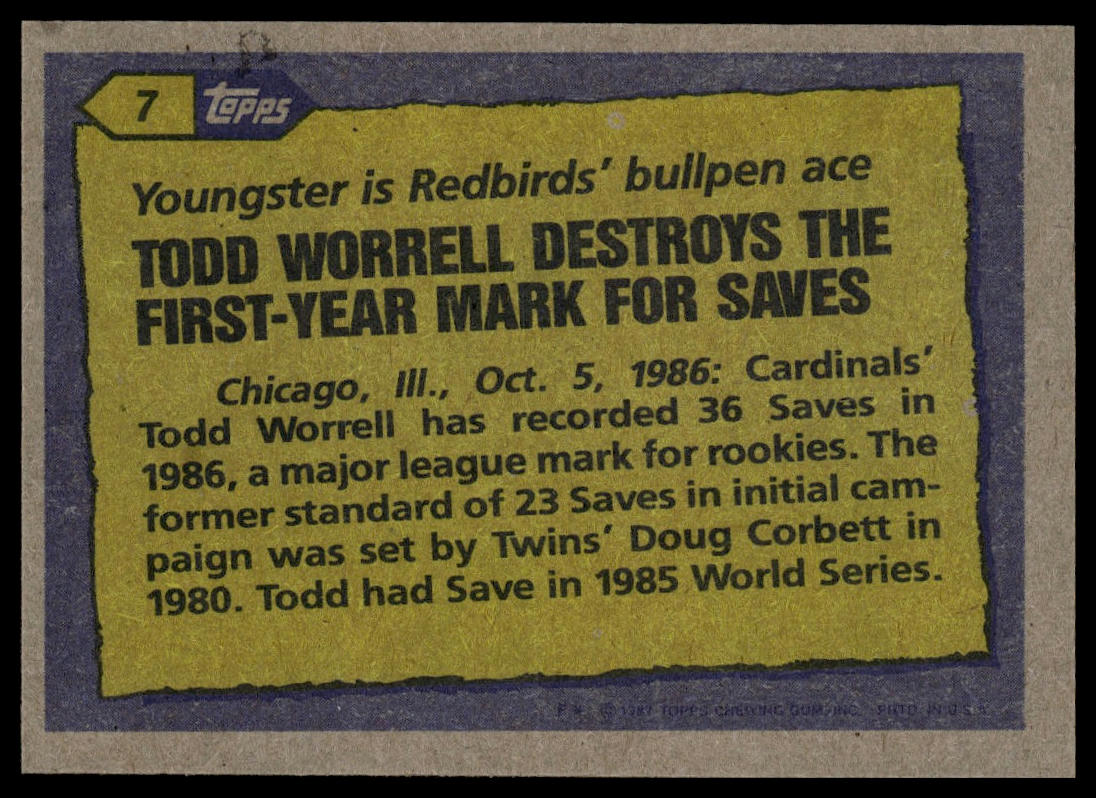 1987 Topps #7 Todd Worrell