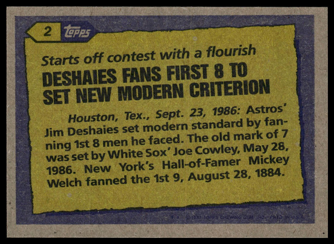 1987 Topps #2 Jim Deshaies