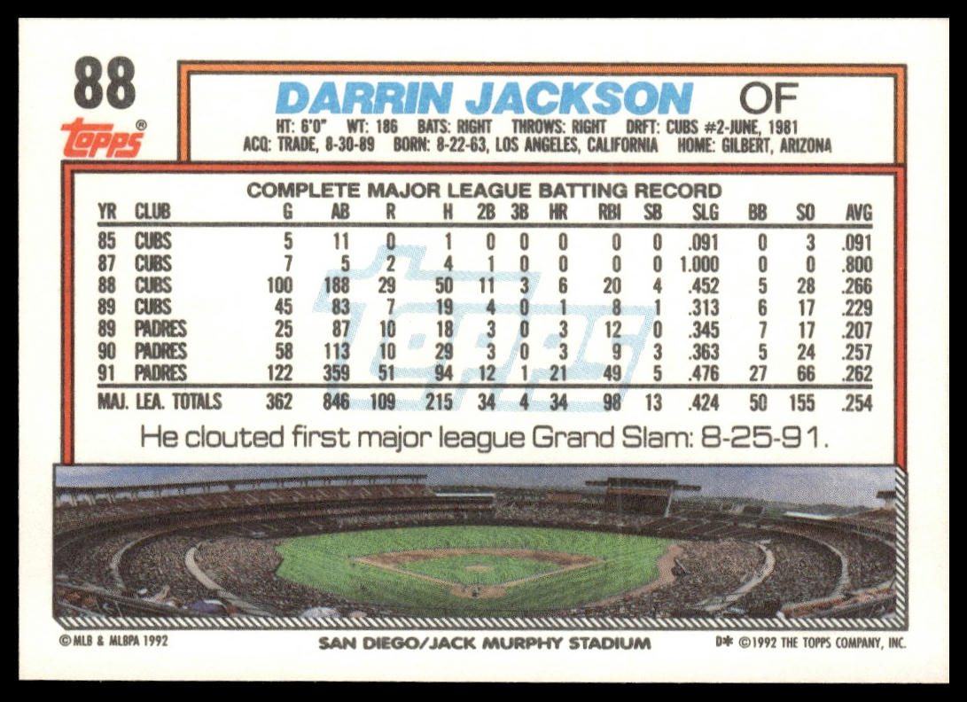 1992 Topps #88 Darrin Jackson