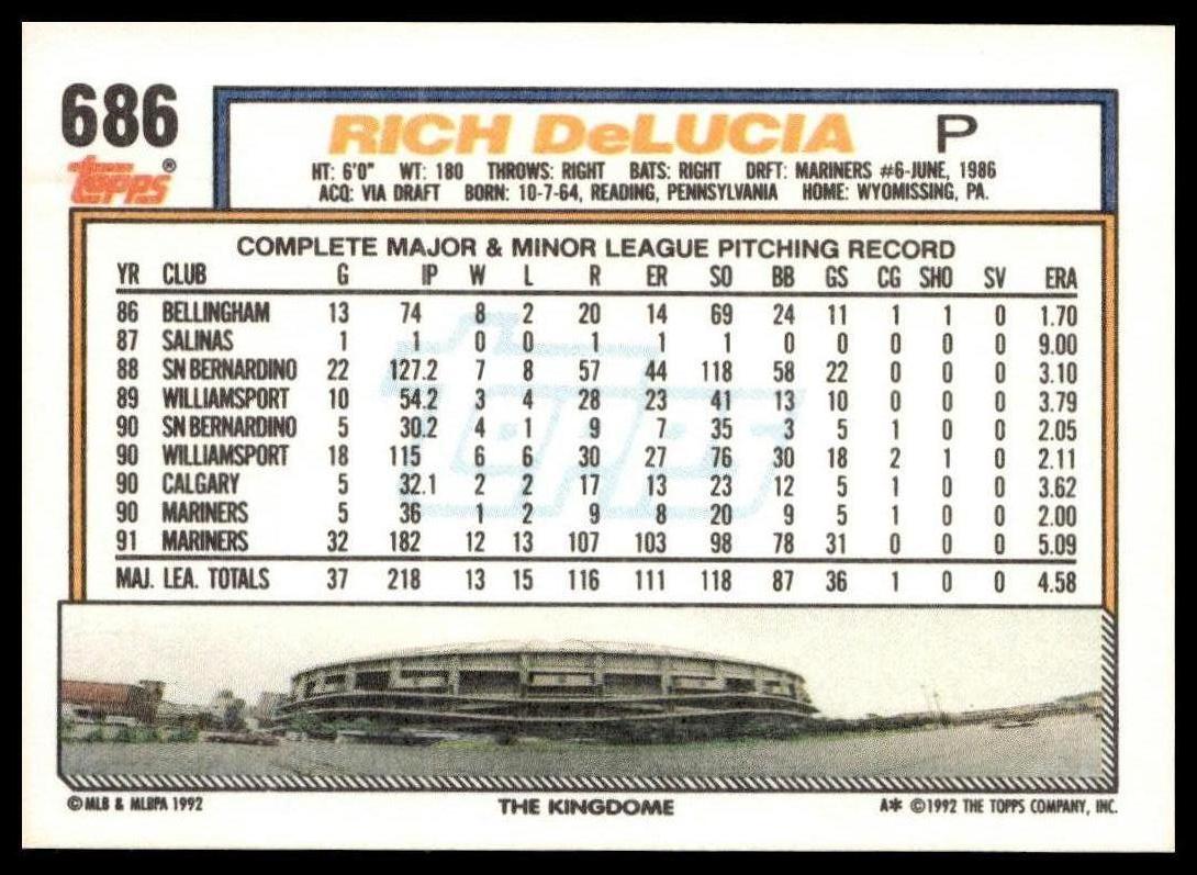 1992 Topps #686 Rich DeLucia
