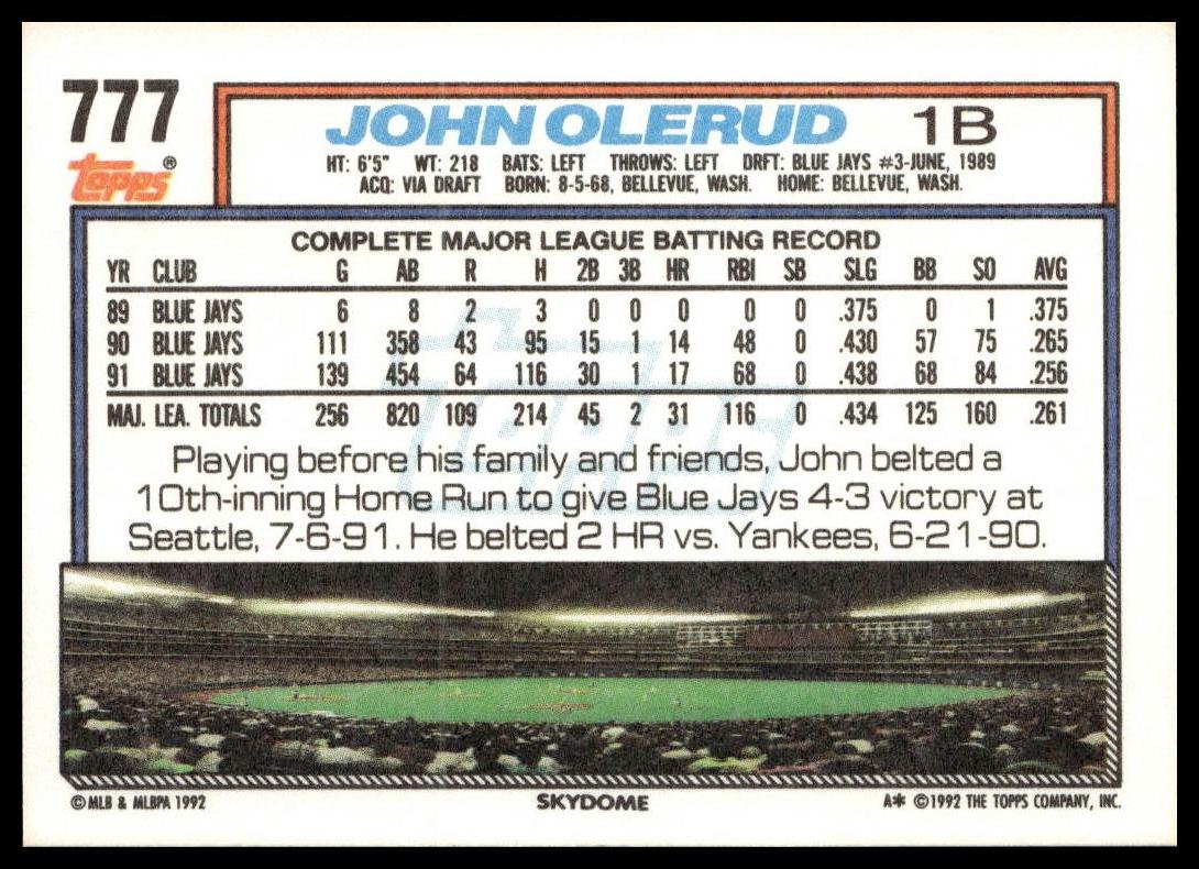 1992 Topps #777 John Olerud