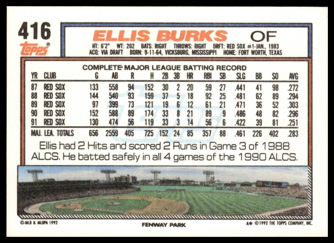 1992 Topps #416 Ellis Burks