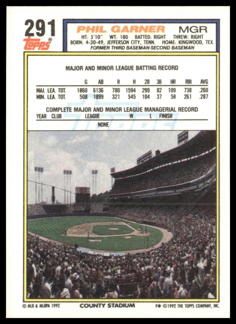 1992 Topps #291 Phil Garner