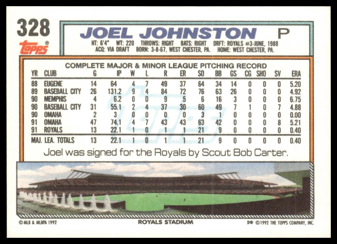 1992 Topps #328 Joel Johnston