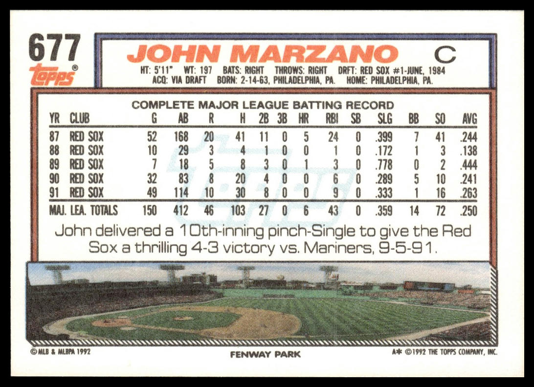 1992 Topps #677 John Marzano
