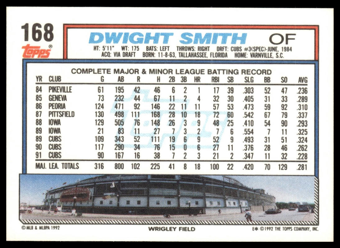 1992 Topps #168 Dwight Smith
