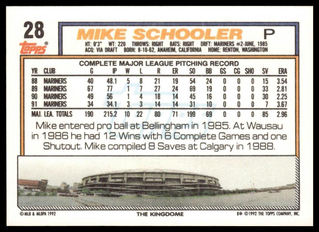 1992 Topps #28 Mike Schooler