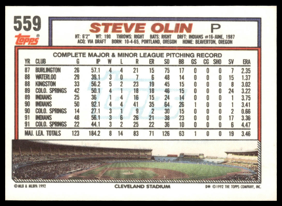 1992 Topps #559 Steve Olin
