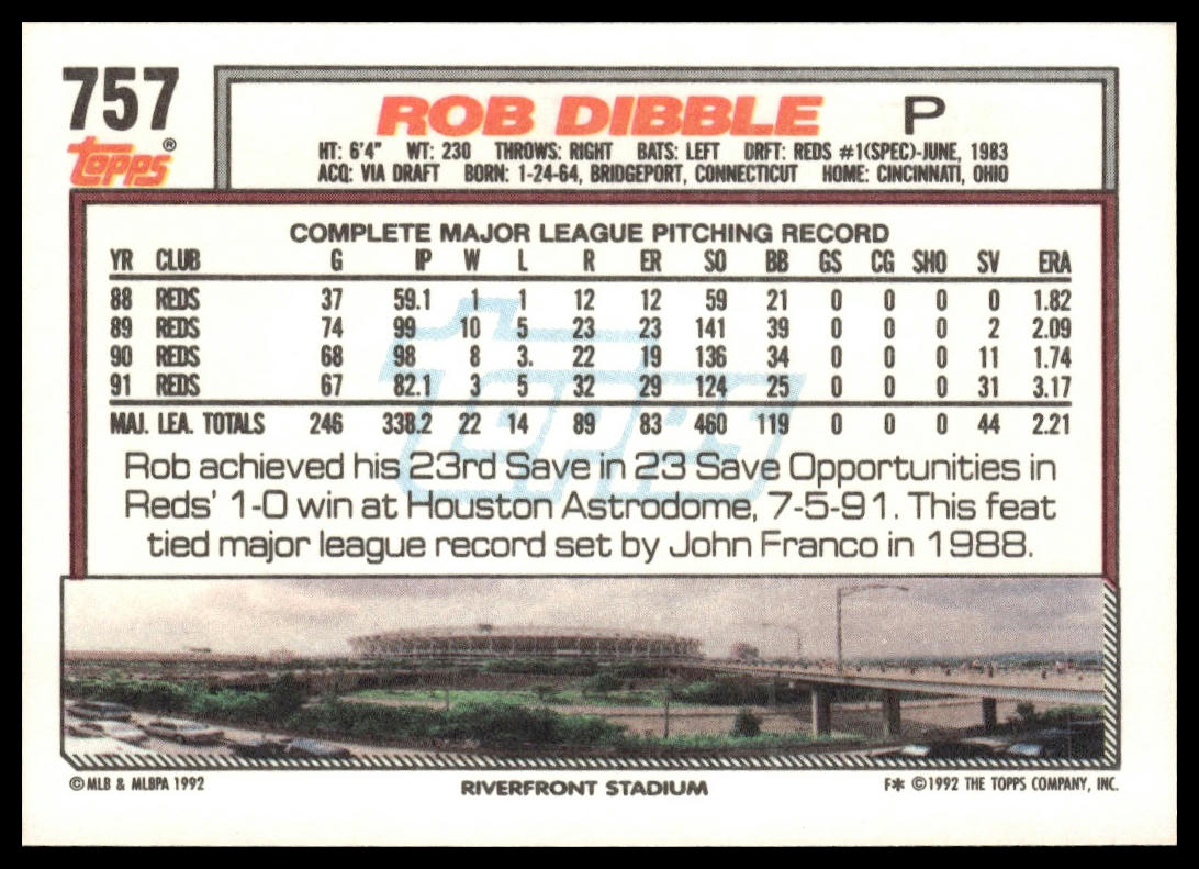 1992 Topps #757 Rob Dibble