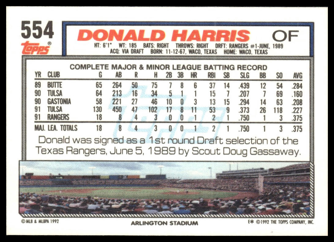 1992 Topps #554 Donald Harris
