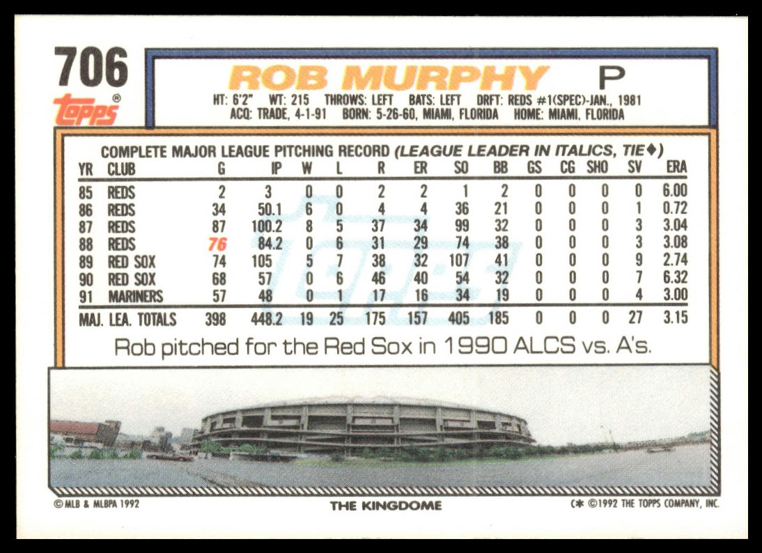1992 Topps #706 Rob Murphy