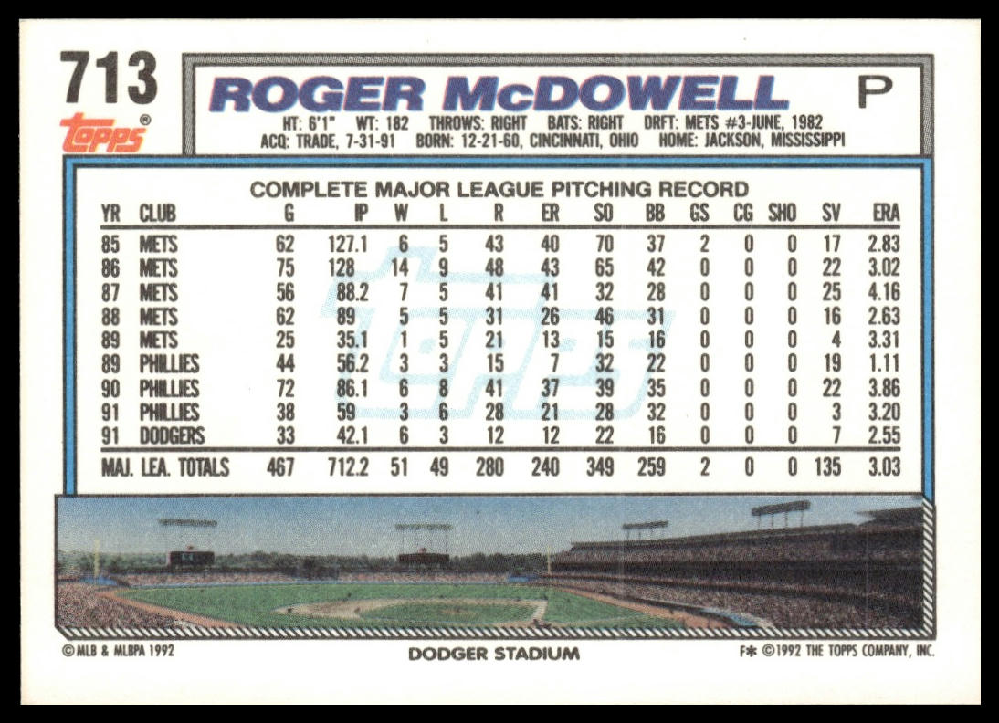 1992 Topps #713 Roger McDowell