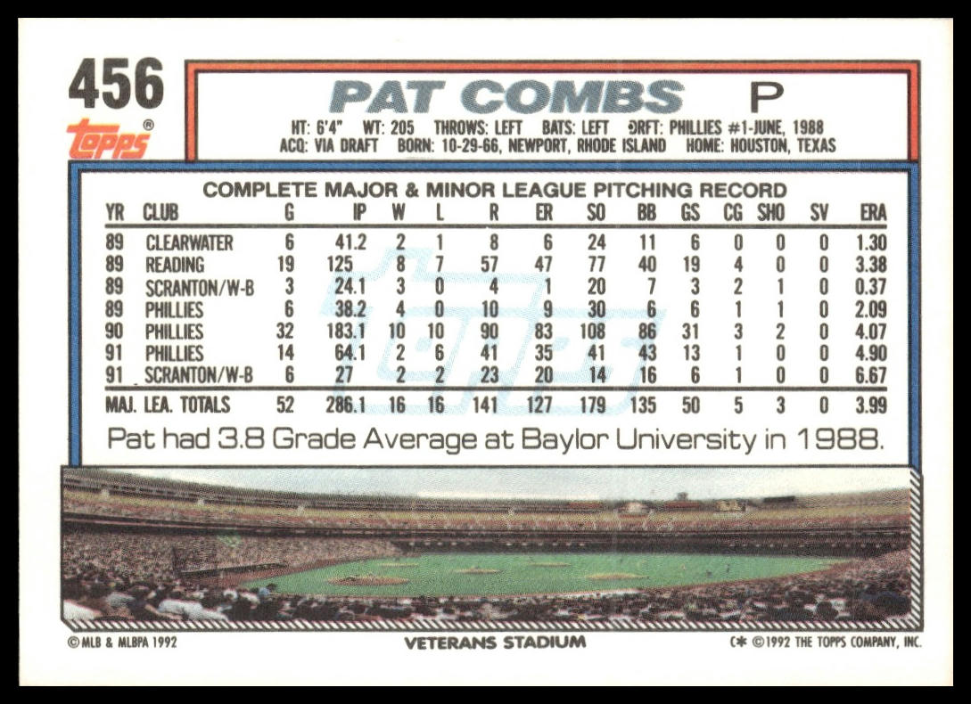 1992 Topps #456 Pat Combs