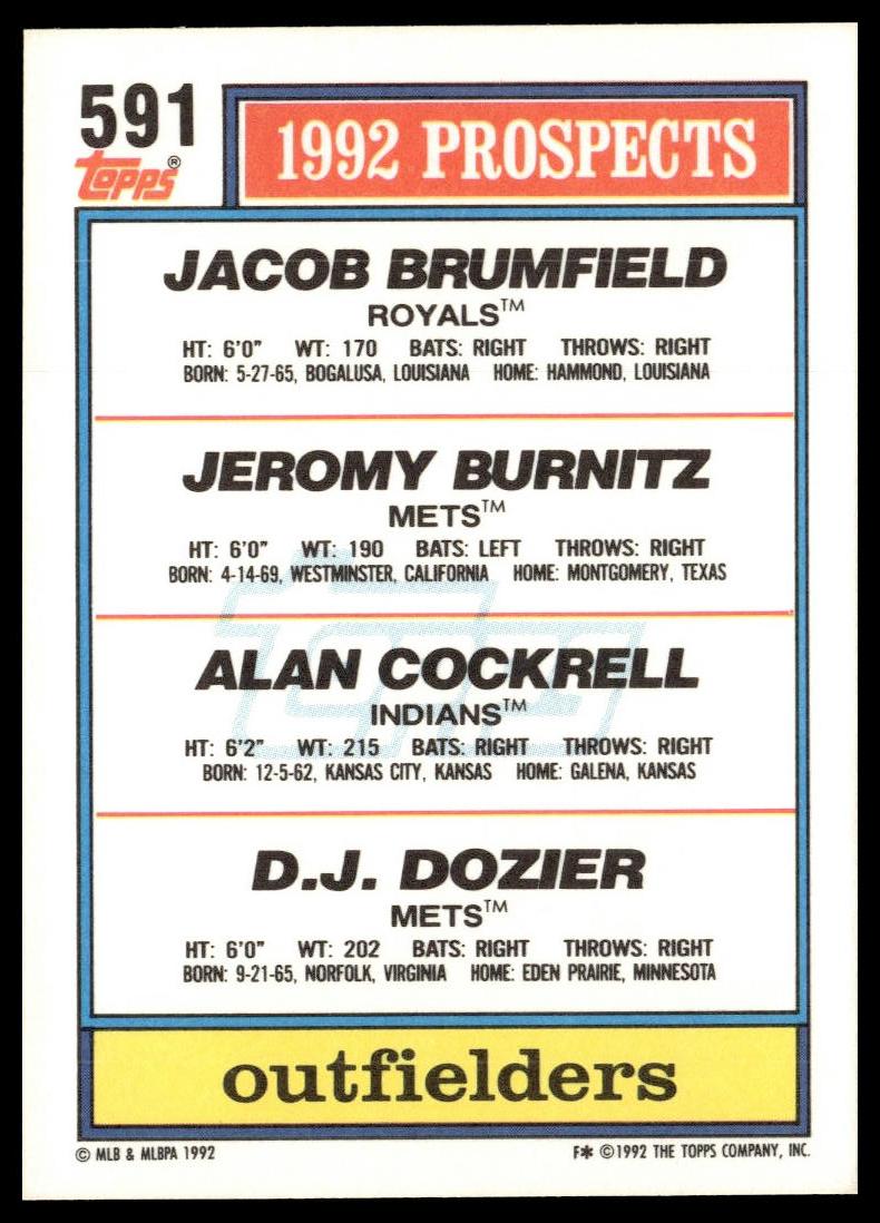 1992 Topps #591 1992 Top Prospects Outfielders