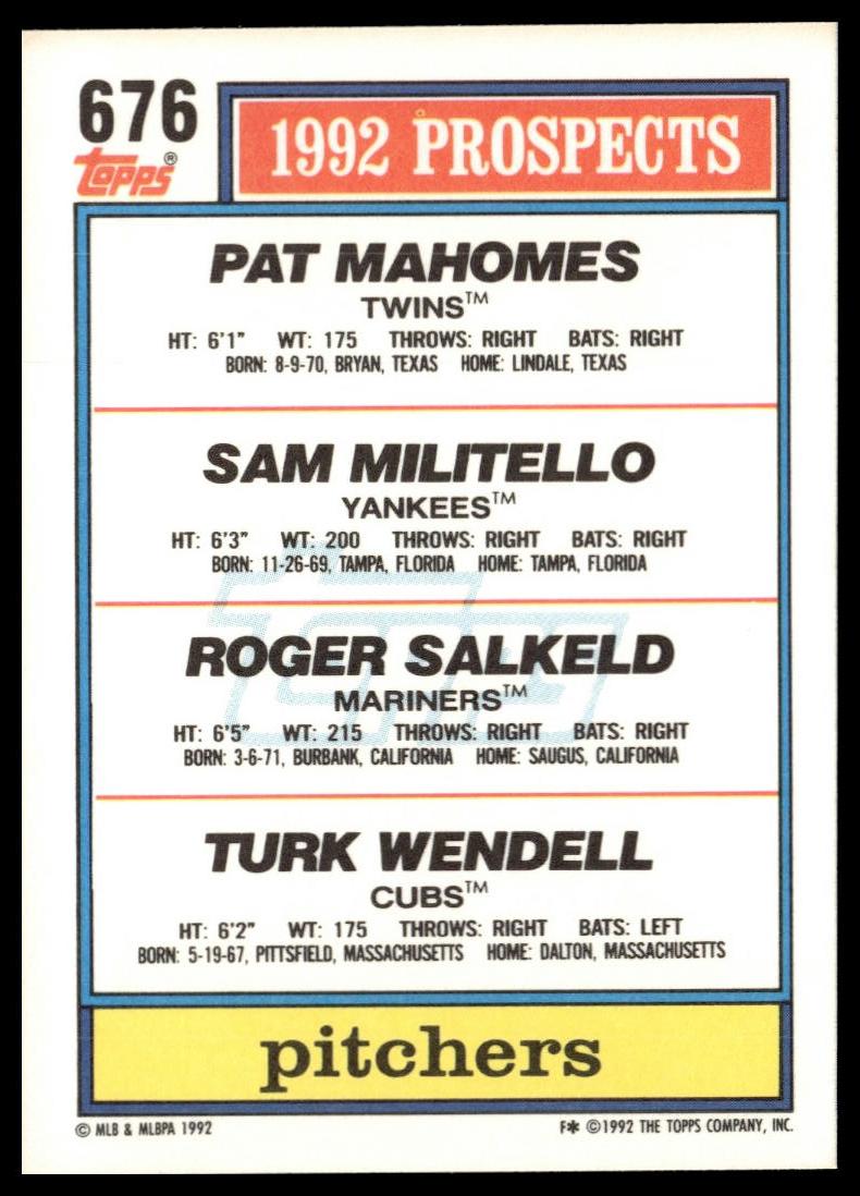 1992 Topps #676 1992 Top Prospects Pitchers