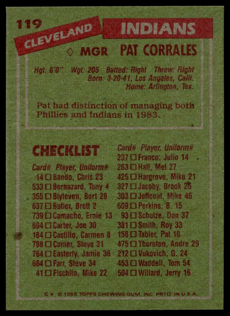 1985 Topps #119 Pat Corrales