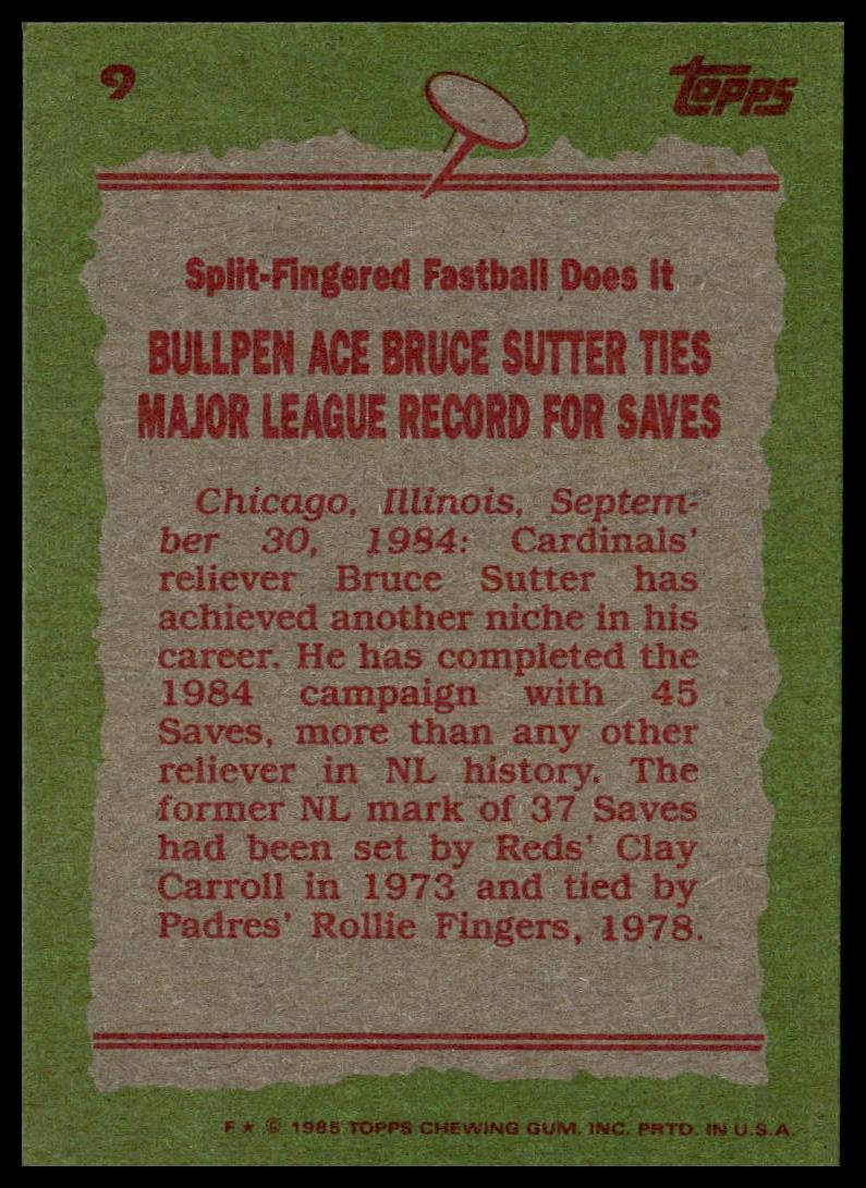 1985 Topps #9 Bruce Sutter