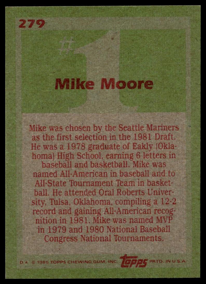 1985 Topps #279 Mike Moore
