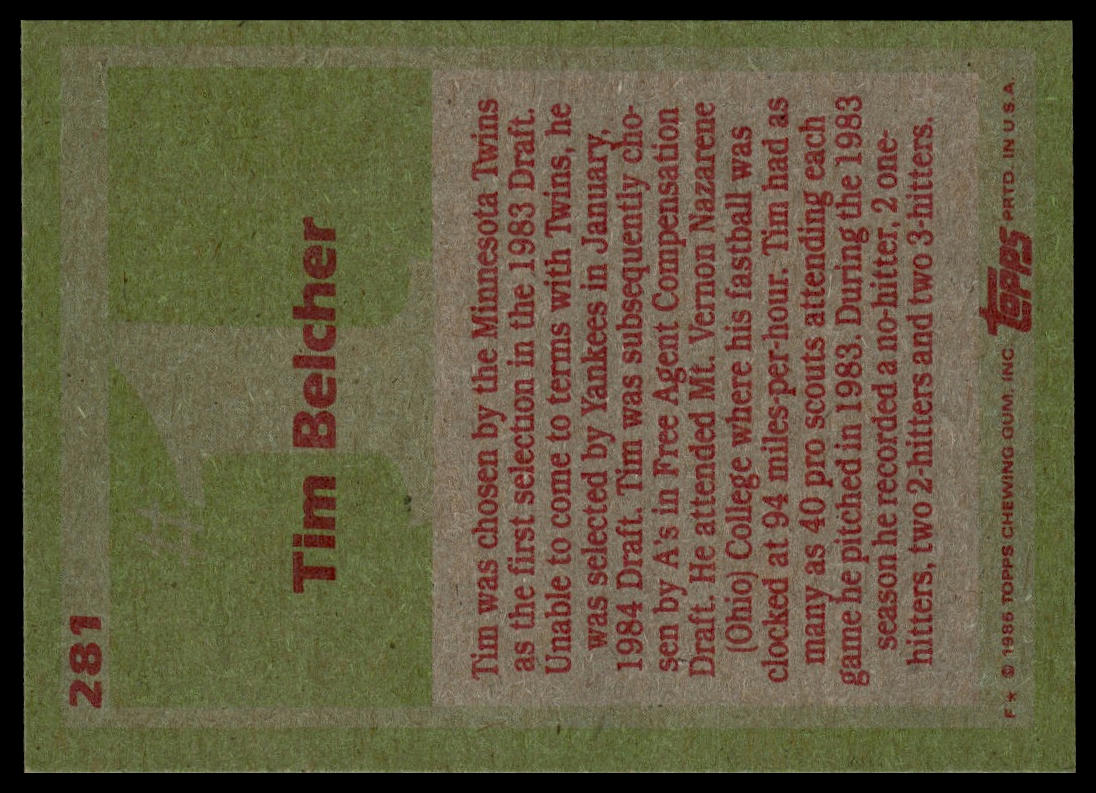 1985 Topps #281 Tim Belcher