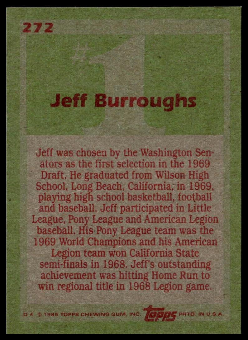 1985 Topps #272 Jeff Burroughs